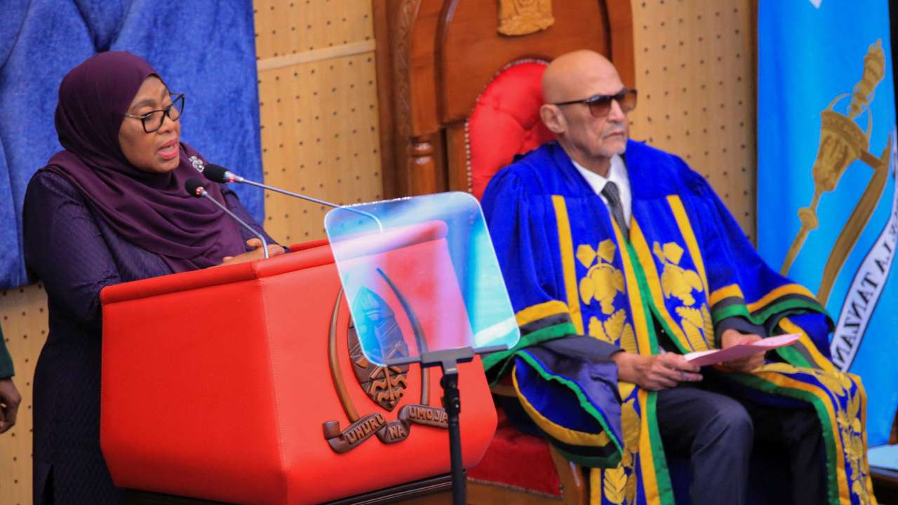 President Samia Suluhu Hassan addresses elected legislators at the Parliament Buildings in Dodoma