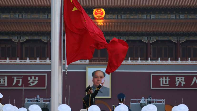 Flag-raising ceremony at Tiananmen Square, in Beijing