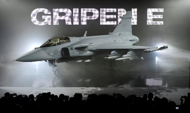 The new E version of the Swedish JAS 39 Gripen multirole fighter was rolled out at the SAAB in Linkoping, Sweden