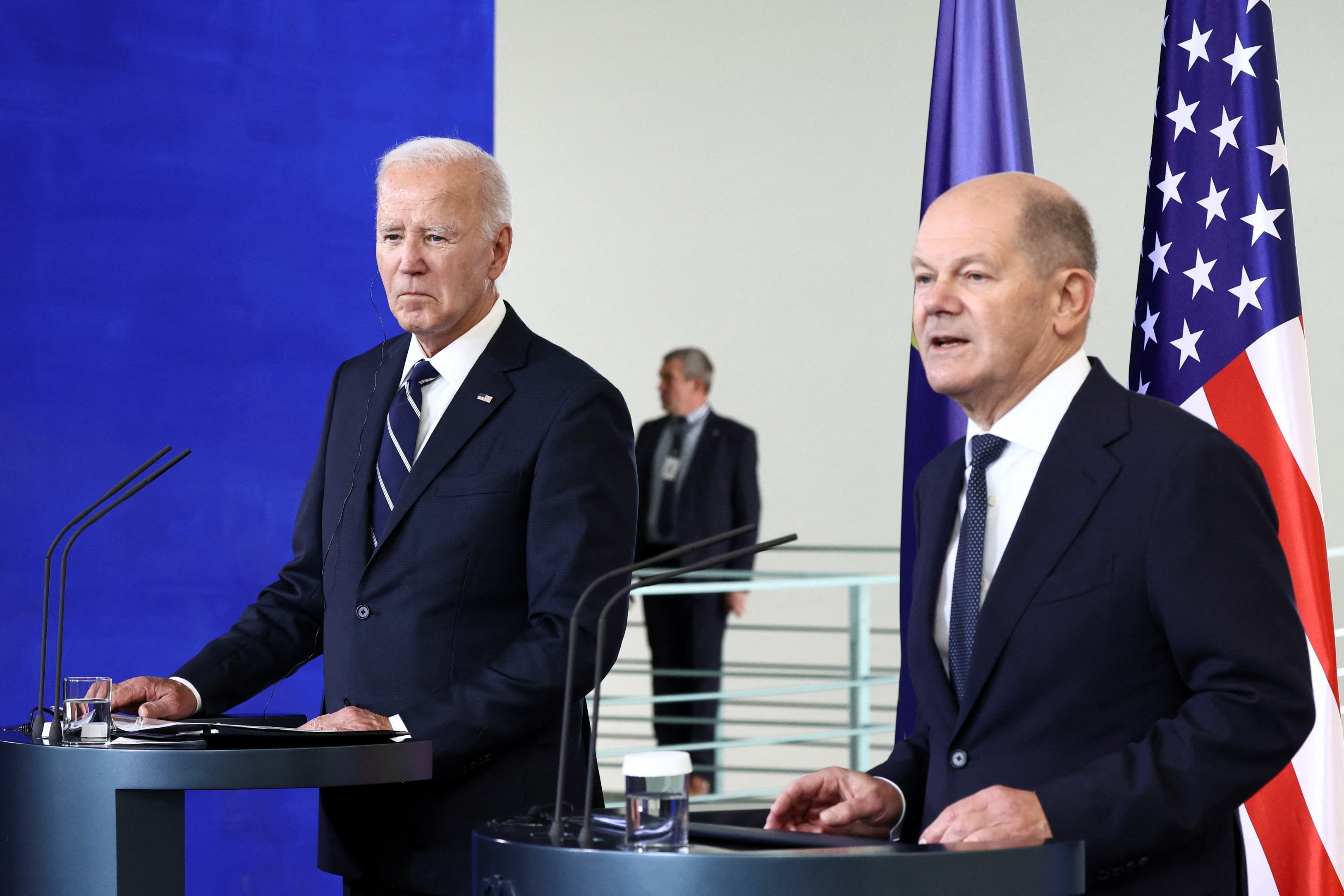 U.S. President Biden and Germany's Scholz give statements at the Chancellery, in Berlin