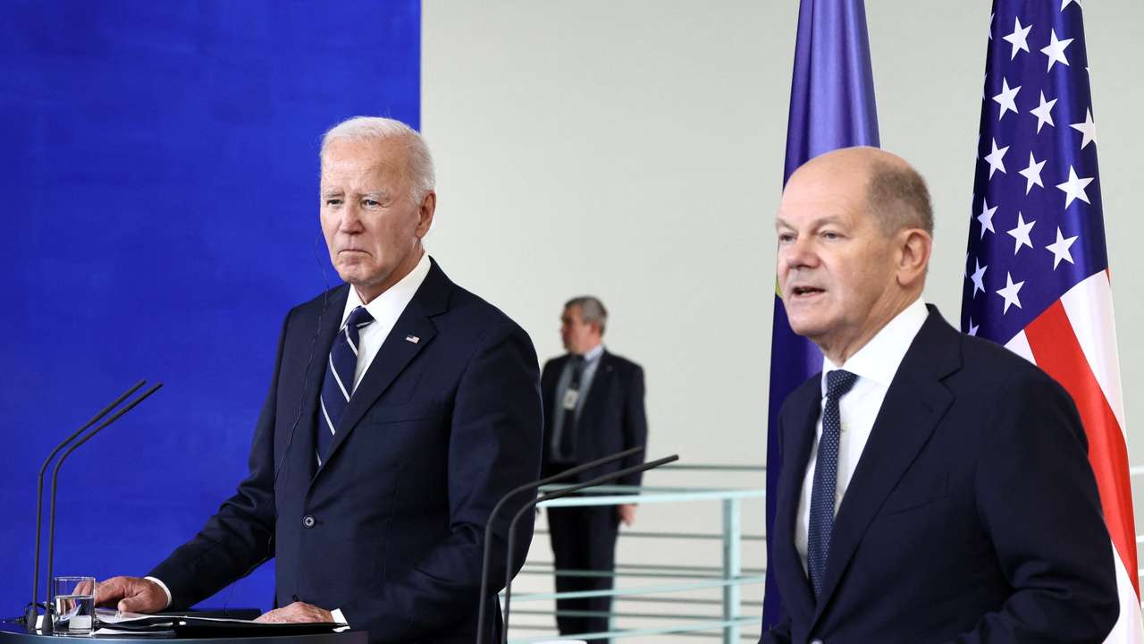 U.S. President Biden and Germany's Scholz give statements at the Chancellery, in Berlin