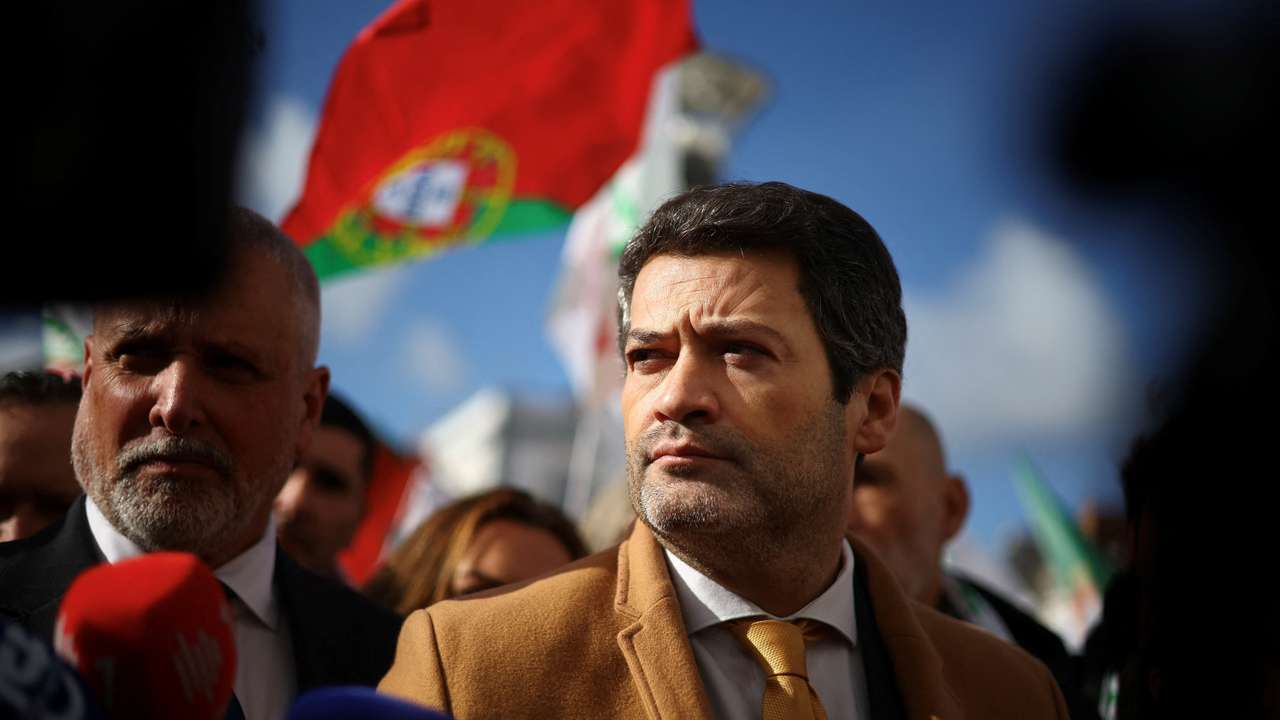 Andre Ventura, leader of Portugal's far-right political party Chega and Presidential candidate rally, in Sobral de Monte Agraco