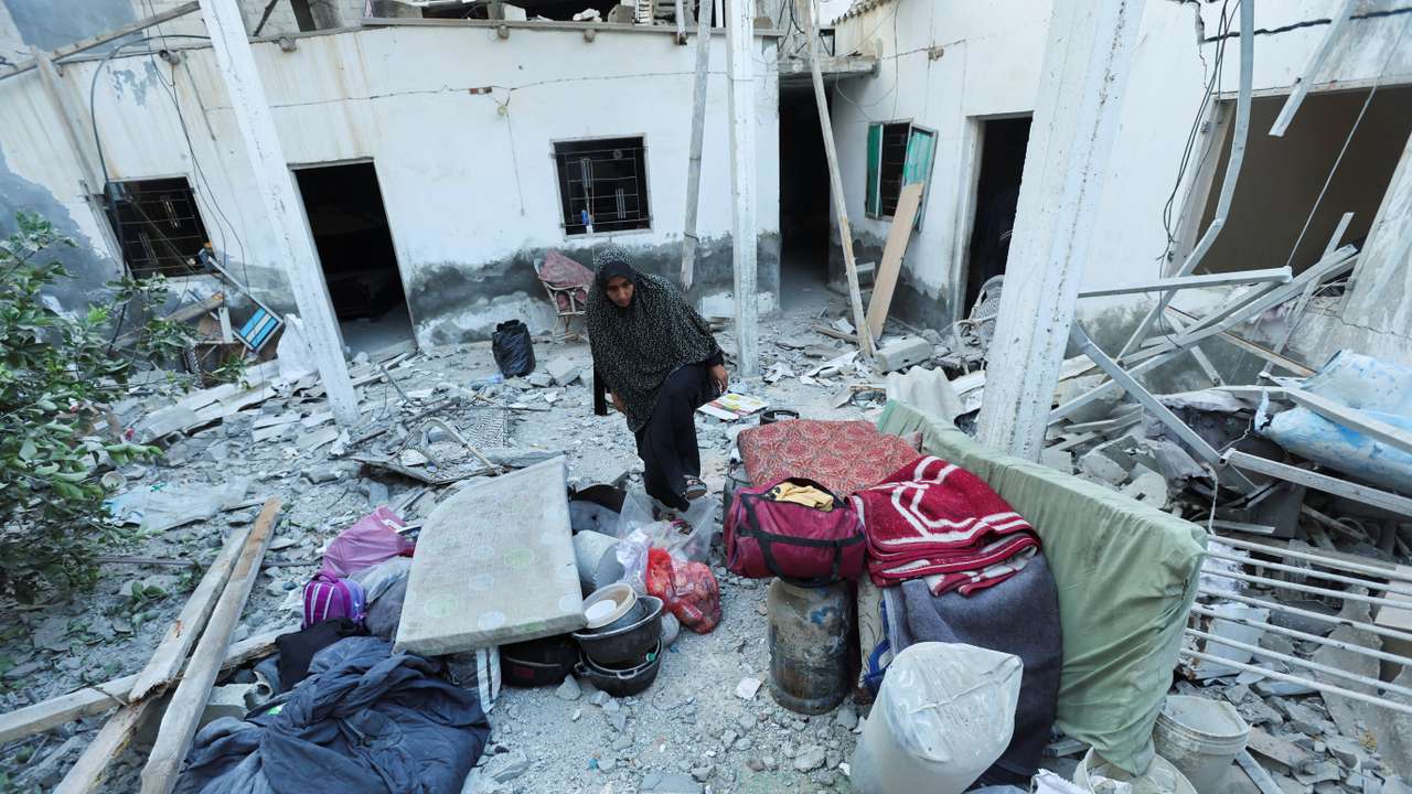 Site of an Israeli strike on a house, in Deir Al-Balah in the central Gaza Strip