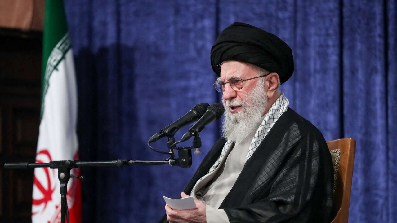 Iran's Supreme Leader Ayatollah Ali Khamenei speaks during a meeting in Tehran
