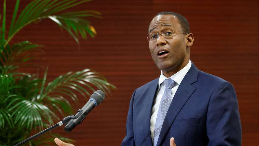 FILE PHOTO: Jamaica's Minister of Finance and the Public Service Nigel Clarke addresses the audience, in Kingston