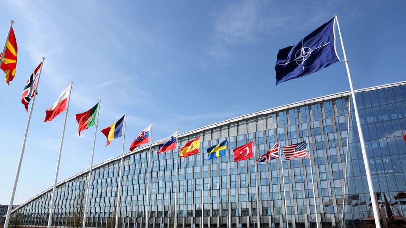 National flags of Alliance's members flutter at NATO headquarters in Brussels
