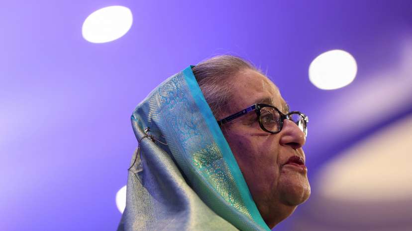 FILE PHOTO: Bangladesh's then-Prime Minister Sheikh Hasina in Brussels