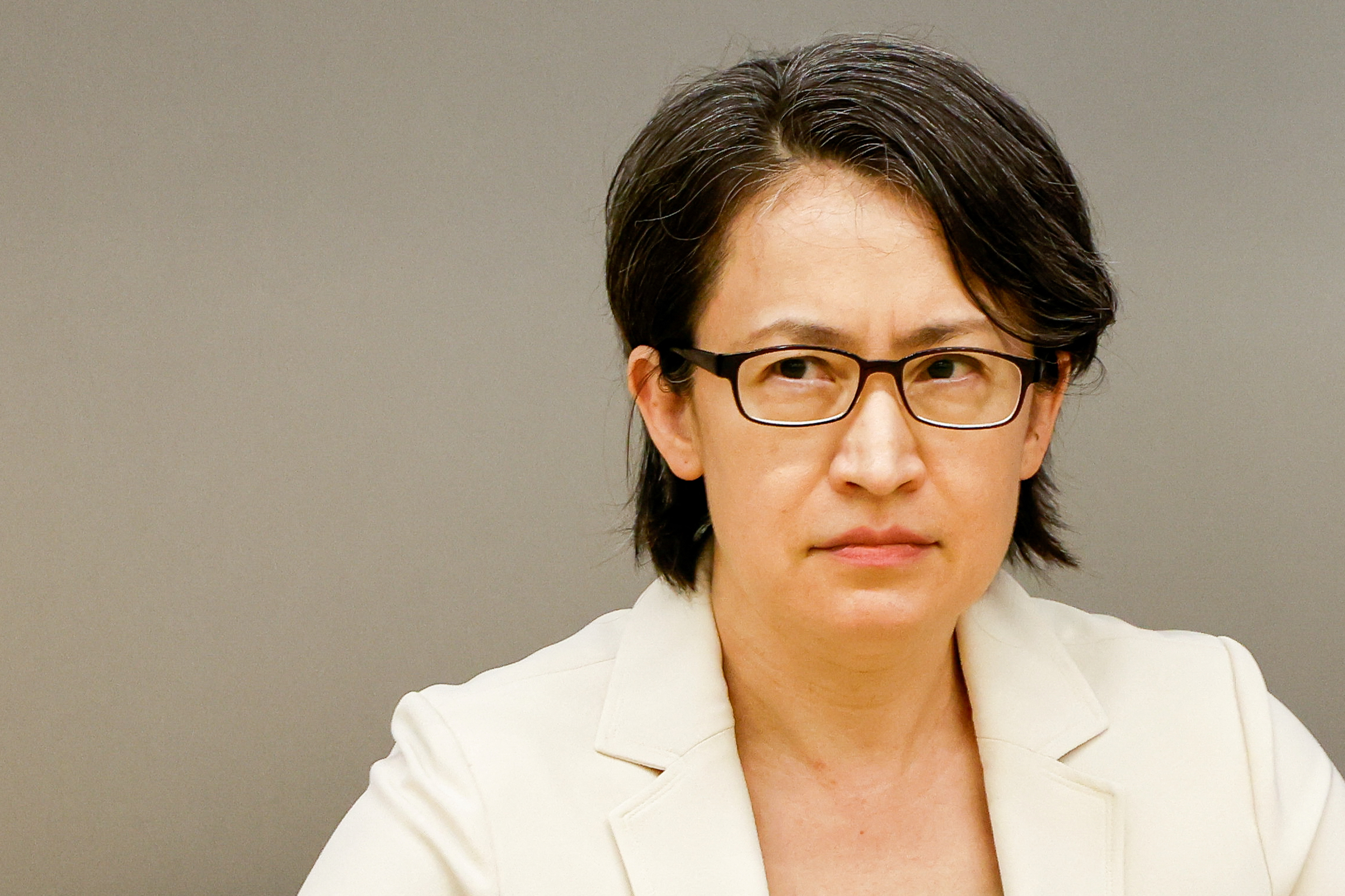 Taiwan's Vice President Hsiao Bi-khim makes a speech at a briefing for foreign media in Taipei
