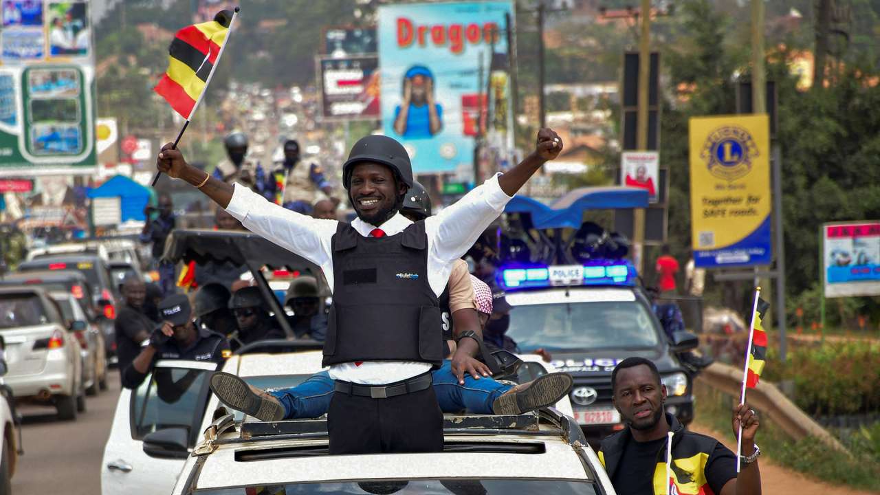 Ugandan presidential candidate Robert Kyagulanyi of the National Unity Platform (NUP) campaigns in Kampala