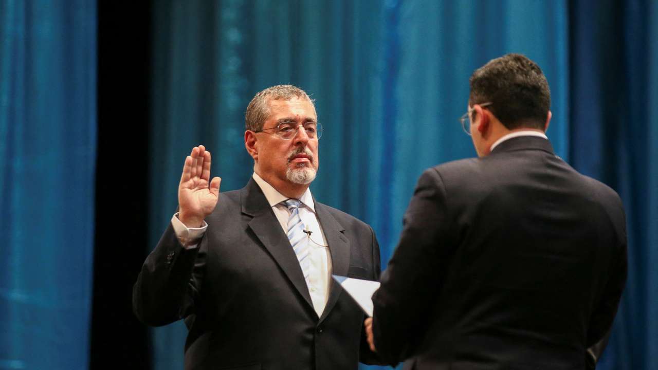 Bernardo Arevalo takes the oath of office as Guatemala's President, in Guatemala City