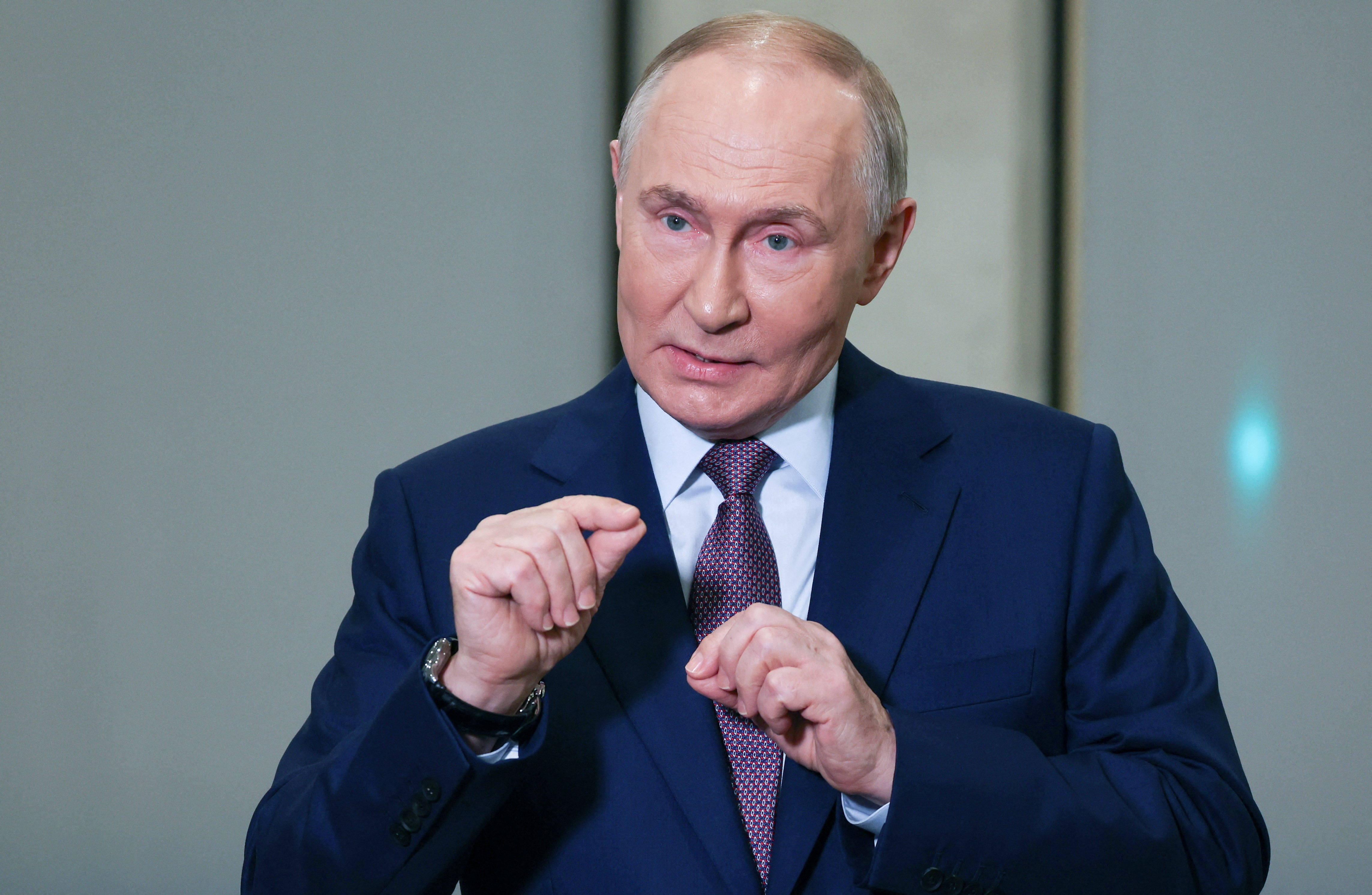 Russian President Putin meets with journalists in Moscow