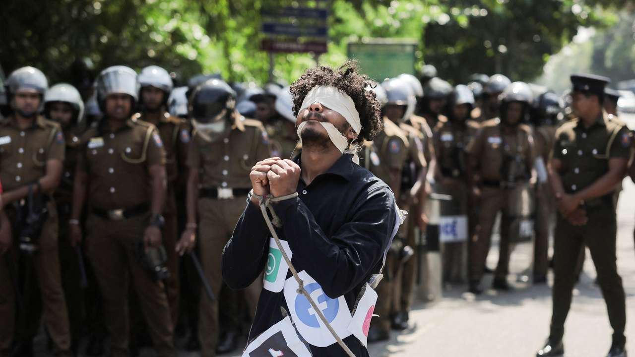 People protest as Sri Lanka's parliament readies to pass an Online Safety Bill