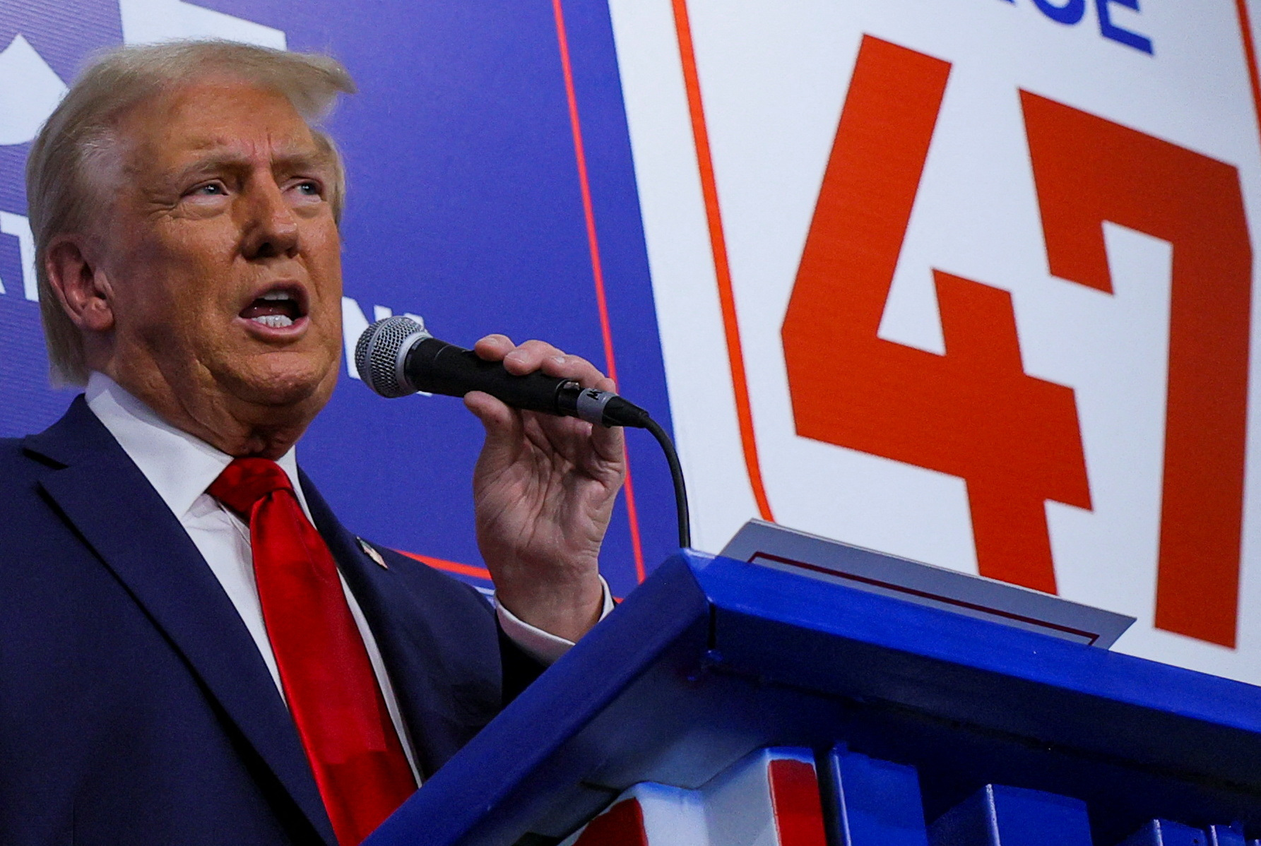 Republican presidential nominee former U.S. President Donald Trump campaigns in Michigan