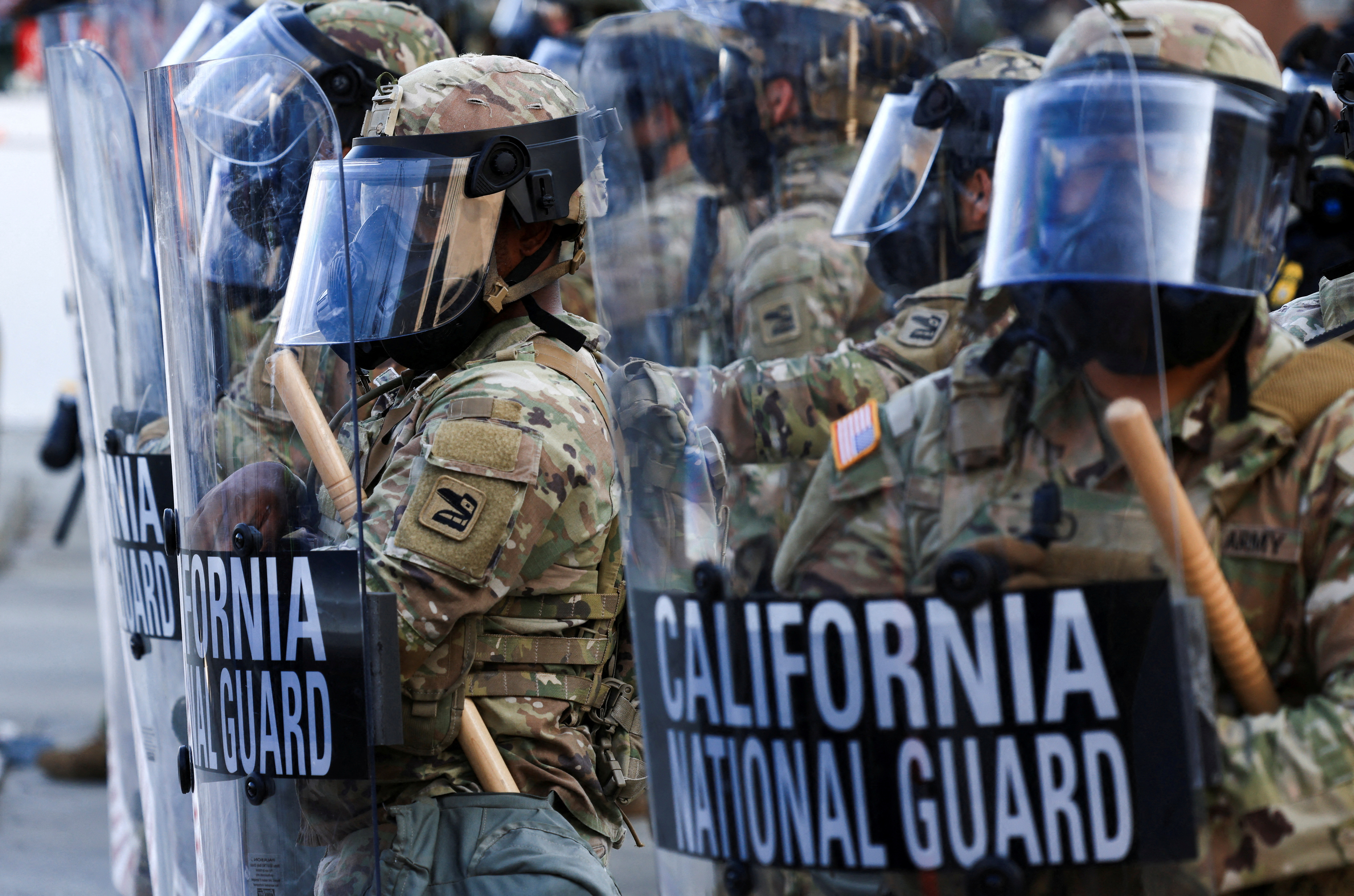 FILE PHOTO: Protest against federal immigration sweeps, in Los Angeles