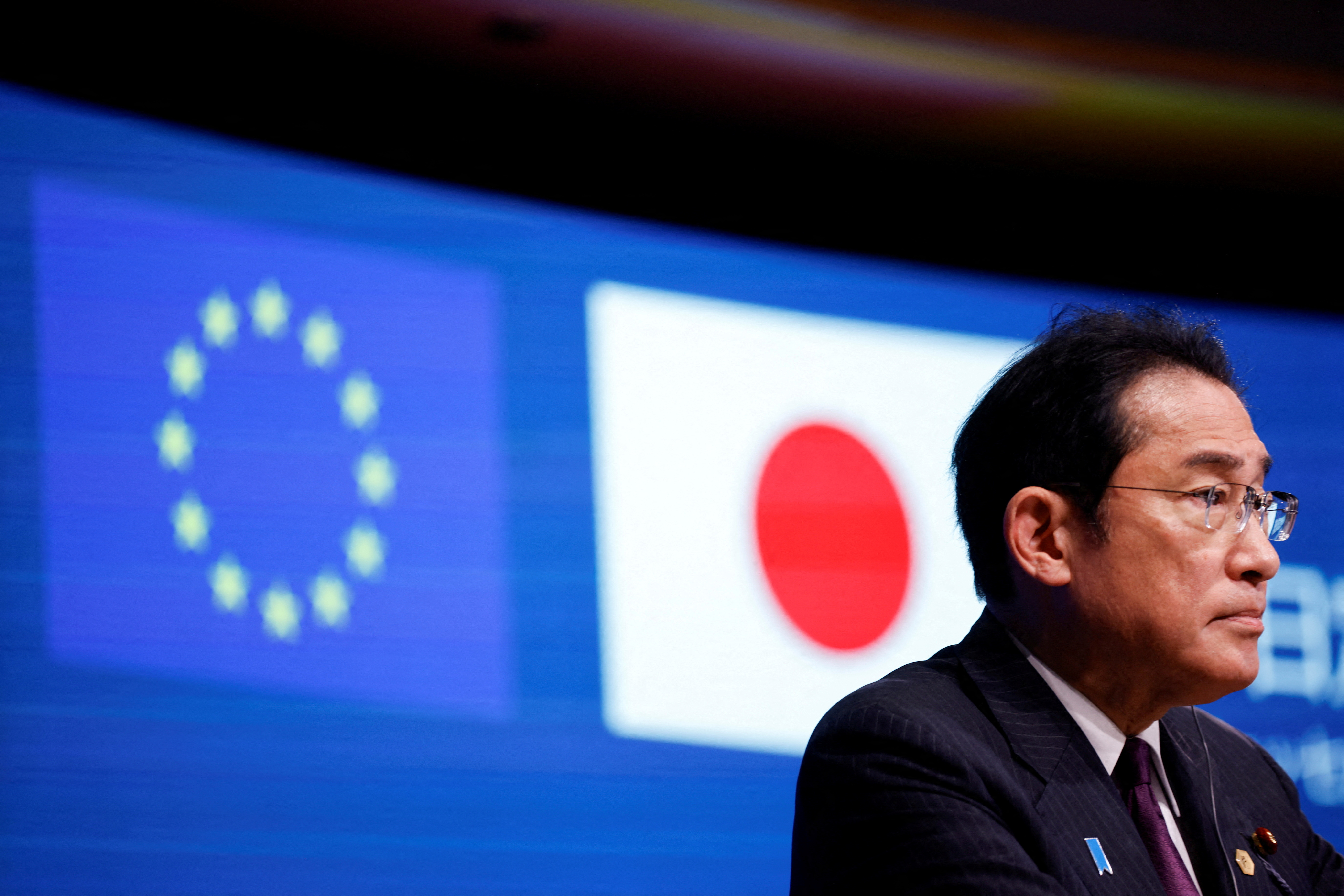 FILE PHOTO: Japanese Prime Minister Fumio Kishida attends EU-Japan summit in Brussels