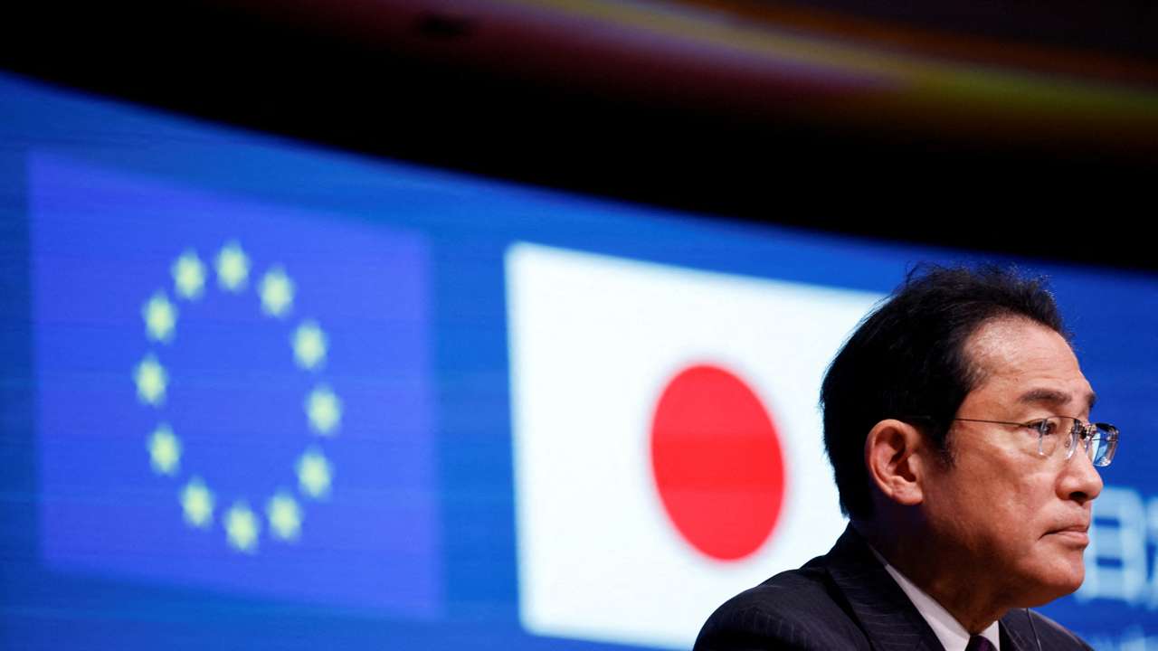 FILE PHOTO: Japanese Prime Minister Fumio Kishida attends EU-Japan summit in Brussels