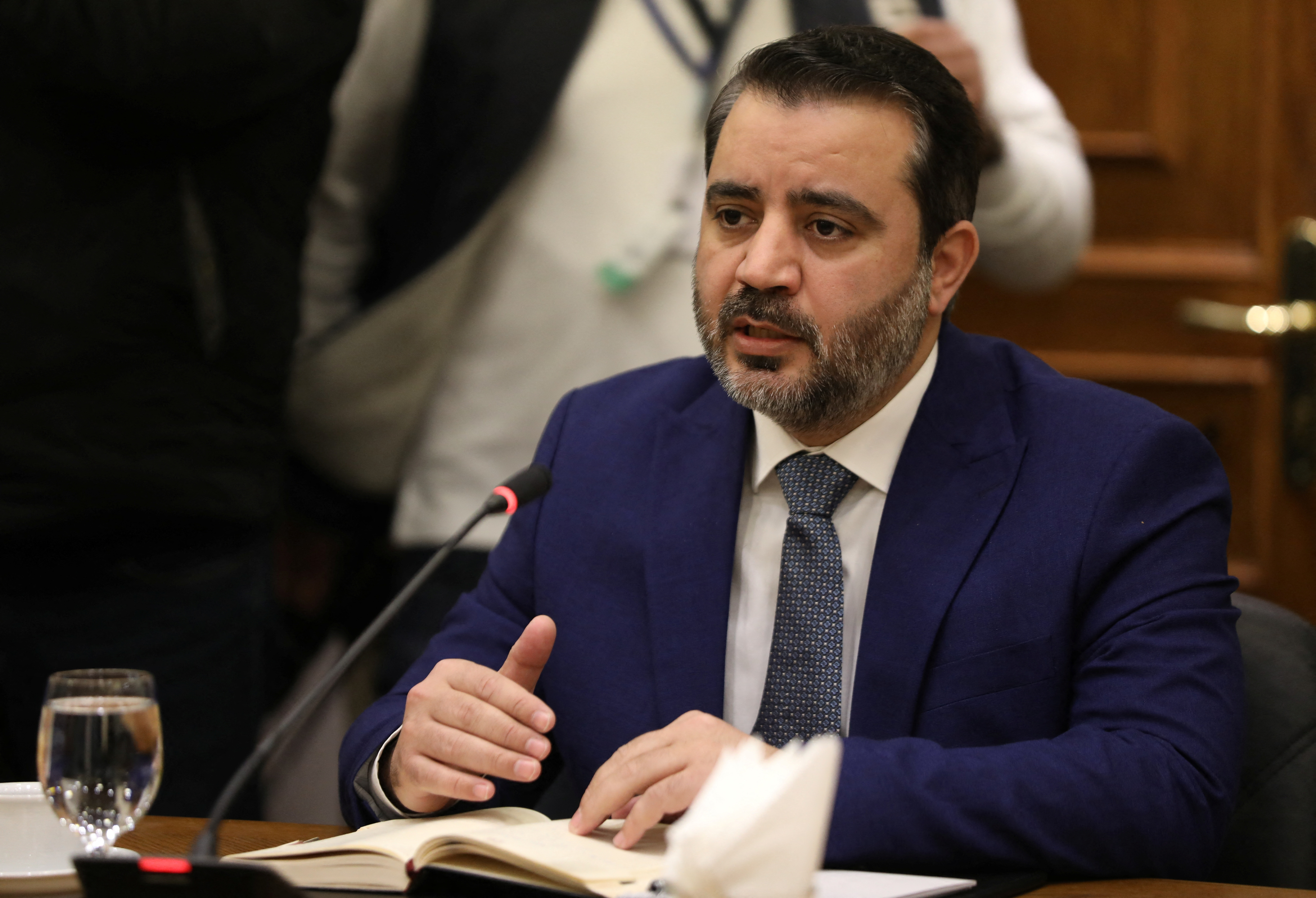 Syrian Foreign Minister Hassan al-Shibani meets with Jordanian Foreign Minister Ayman Safadi, in Amman