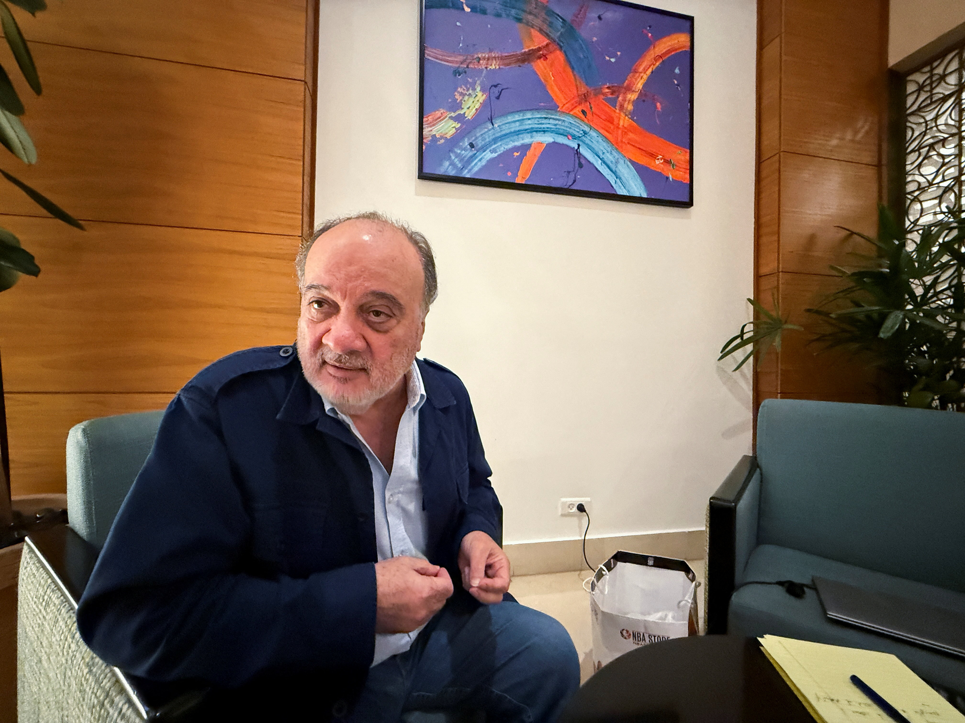 Palestinian politician Nasser al-Qudwa speaks during an interview with Reuters in Ramallah