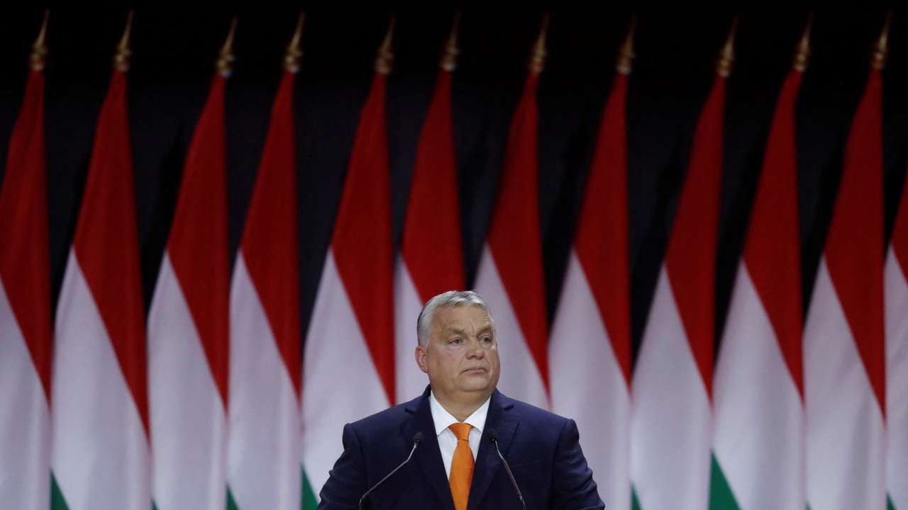 Hungarian Prime Minister Orban delivers a speech during the Fidesz party congress in Budapest