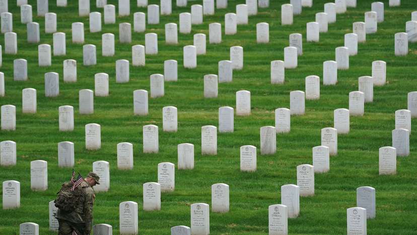 Flags-in ceremony at Arlington National Cemetery in Virginia