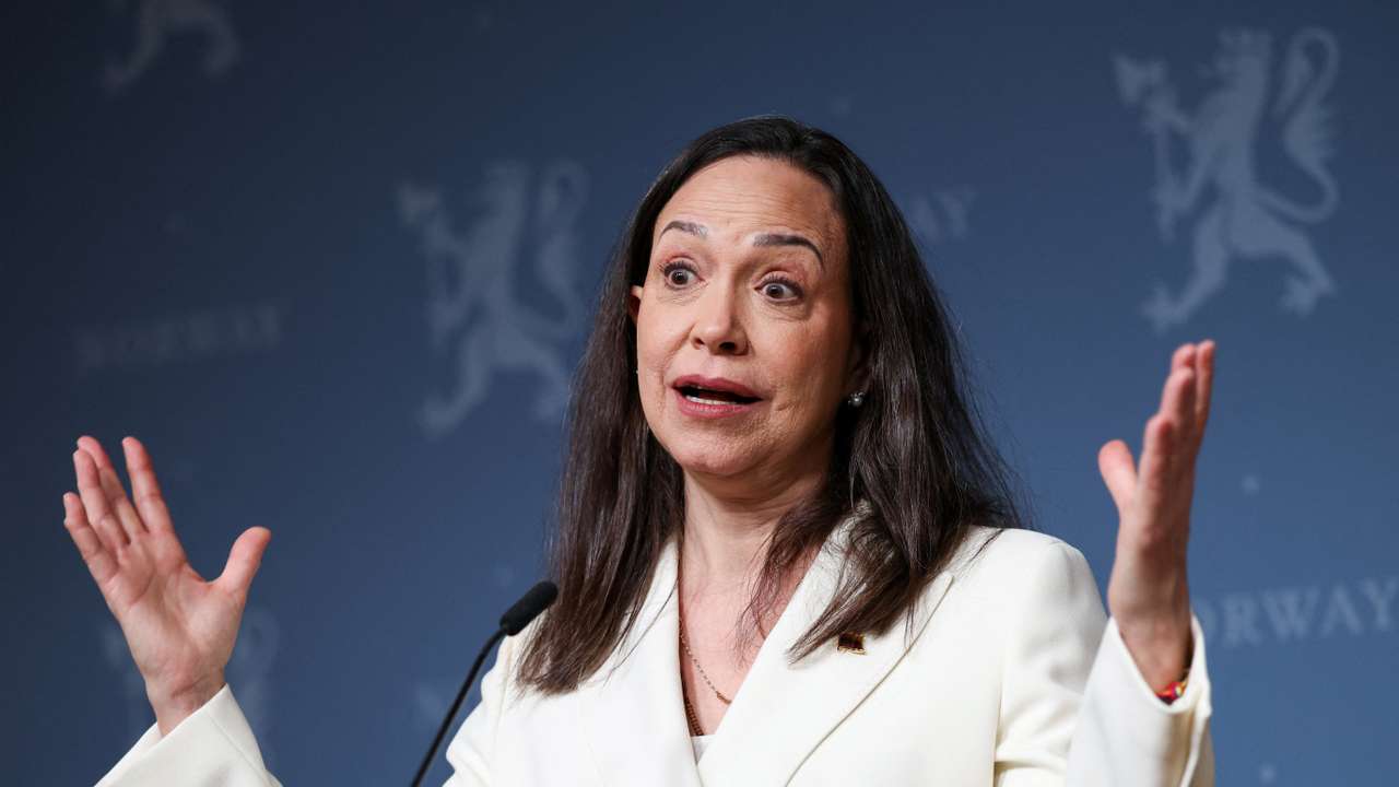 Nobel laureate and Venezuelan opposition leader Machado holds press conference with Norwegian Prime Minister Stoere, in Oslo