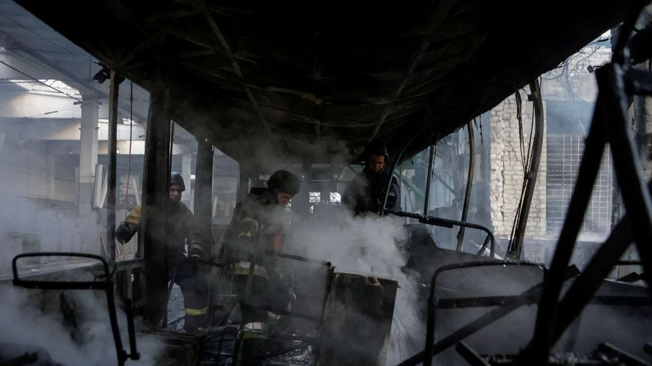 Aftermath of a Russian drone strike in Kharkiv