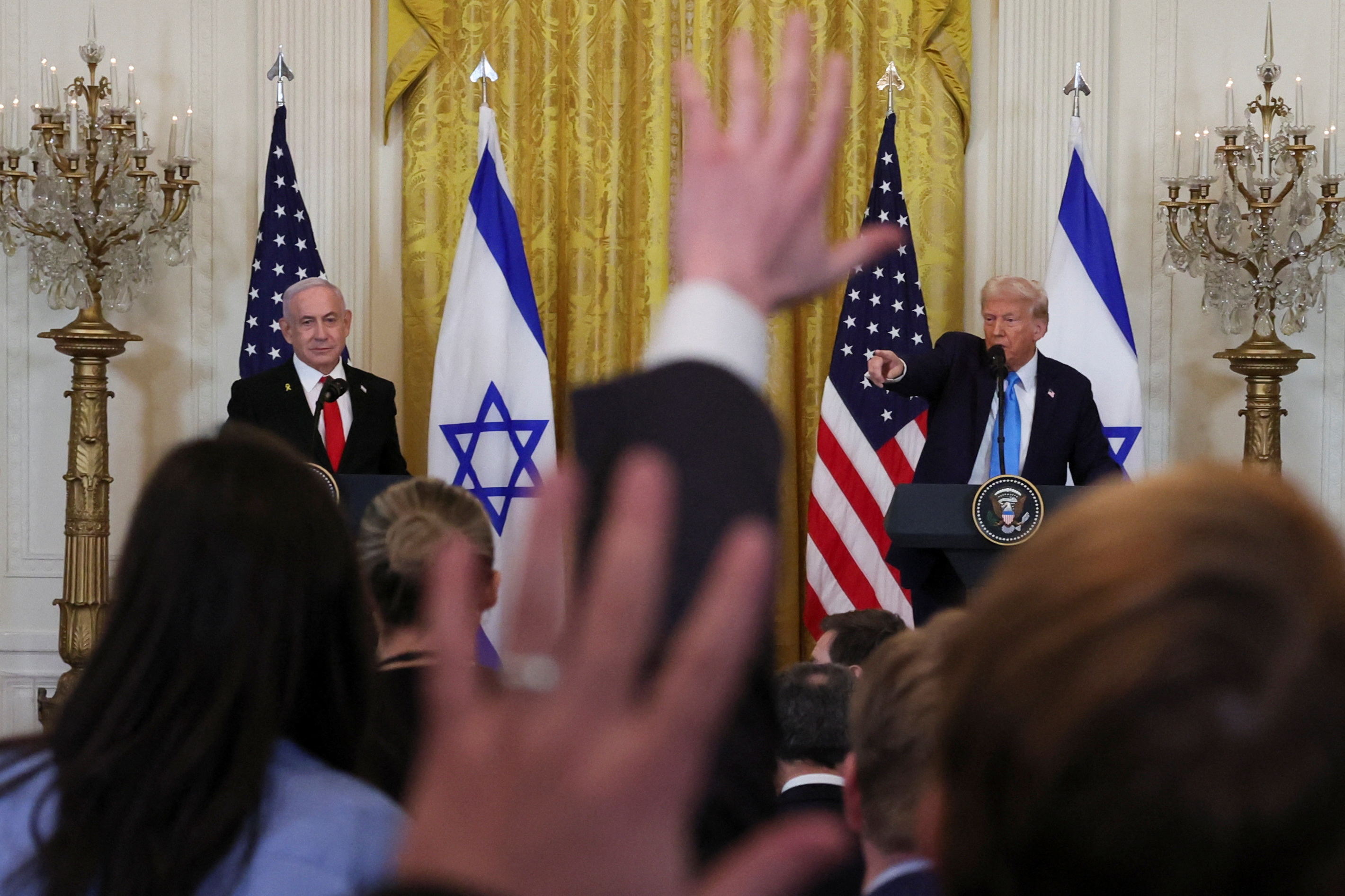 U.S. President Trump meets Israeli PM Netanyahu in Washington