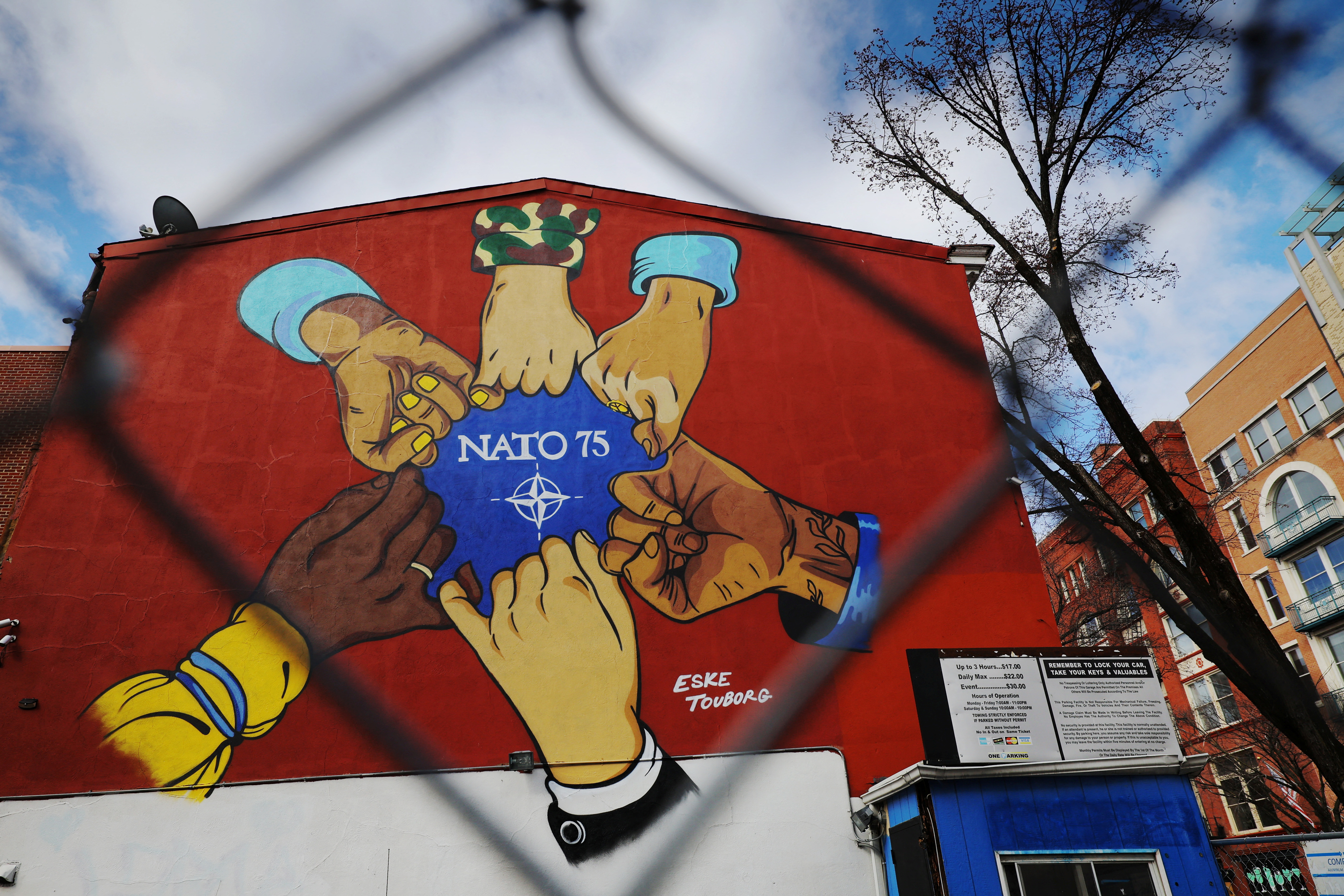 An artwork celebrating the 75th anniversary of NATO in Washington
