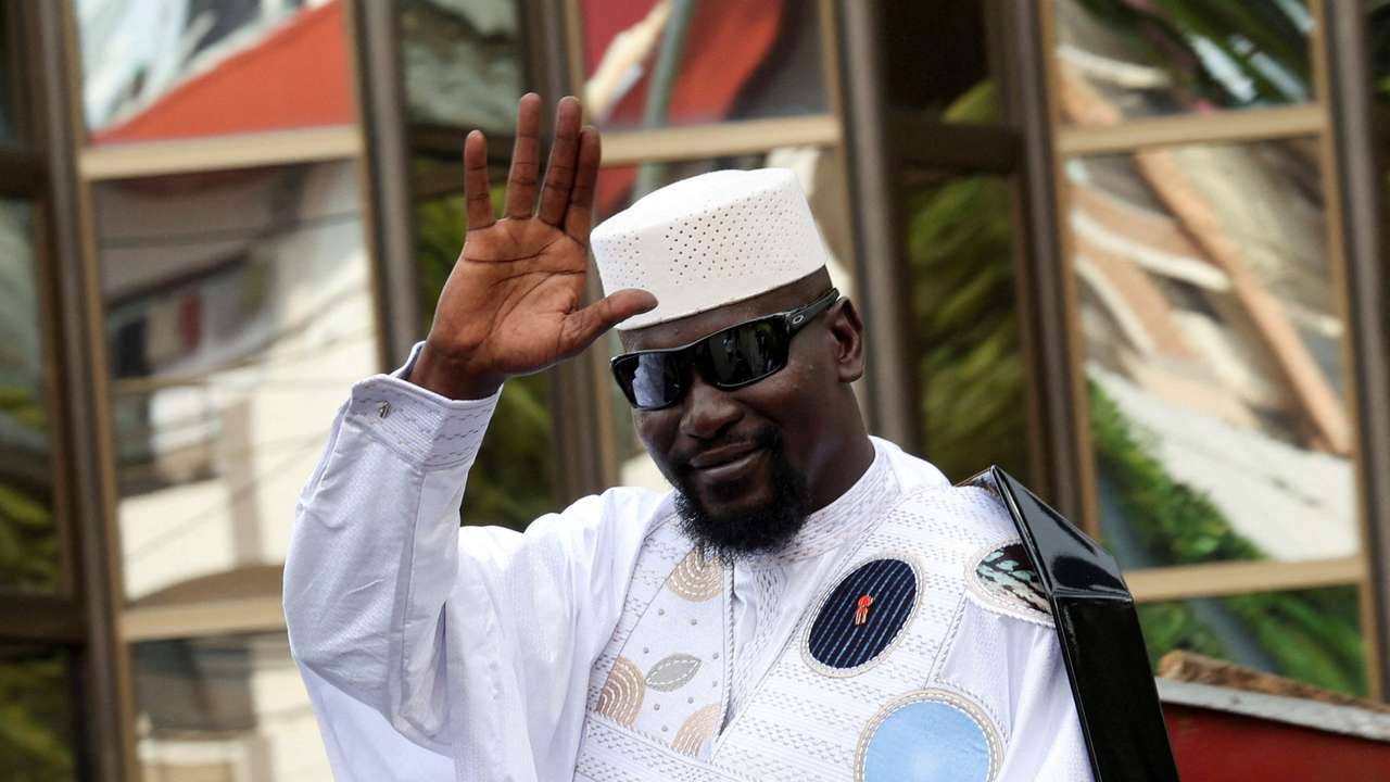 FILE PHOTO: Guinean leader Mamadi Doumbouya submits his candidacy at the supreme court ahead of Guinea presidential election in Conakry