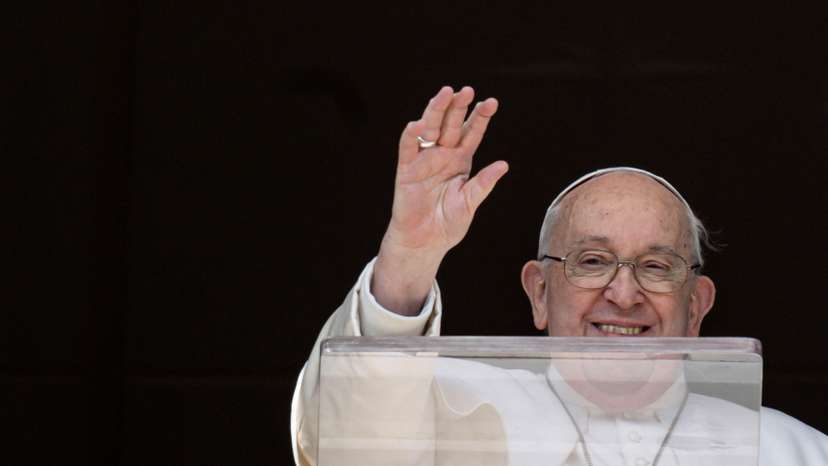 Pope Francis leads the Angelus prayer at the Vatican