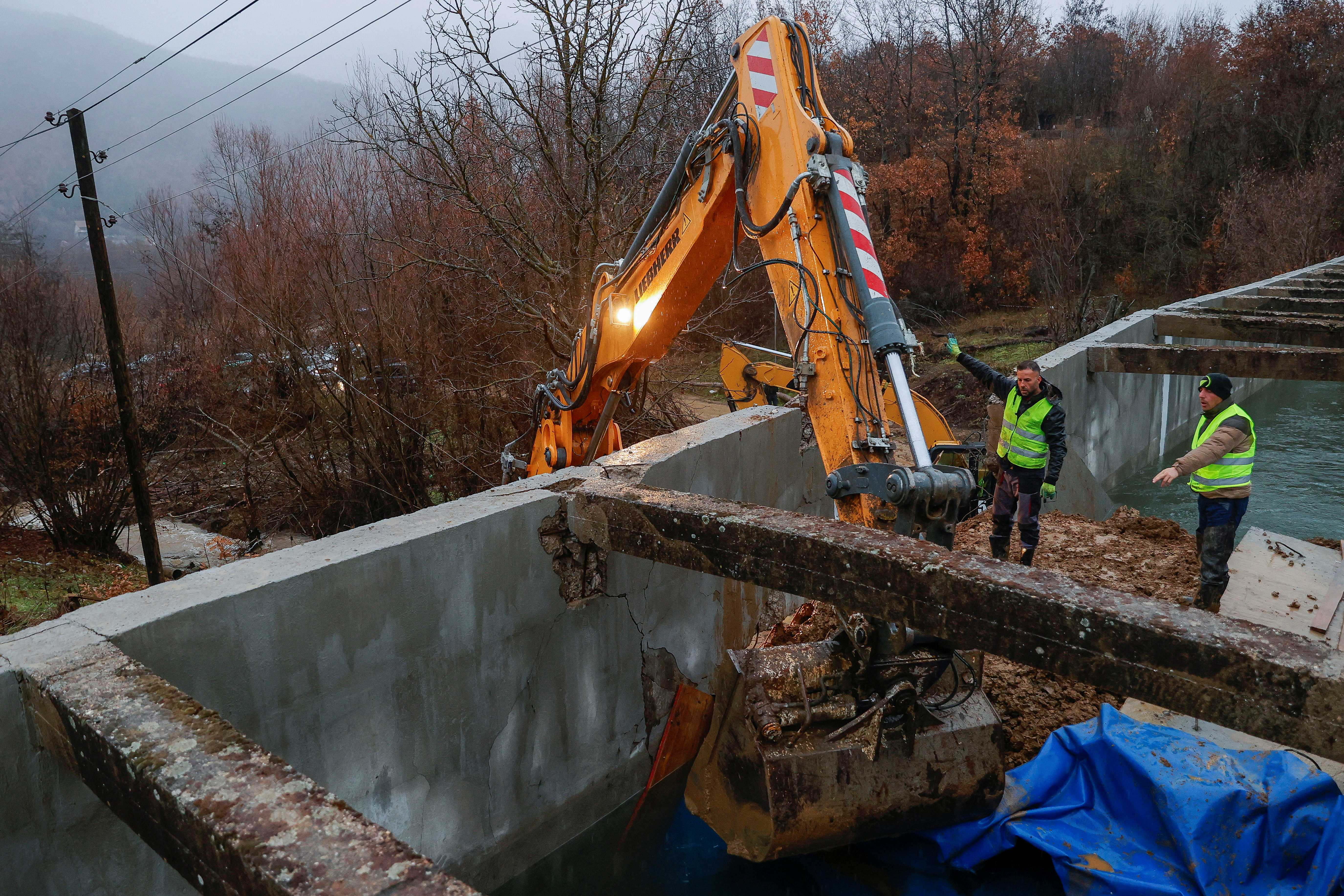 Damaged canal in northern Kosovo supplying water to two coal-fired power plants, in Varage