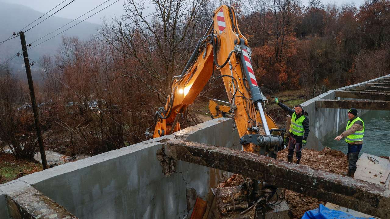 Damaged canal in northern Kosovo supplying water to two coal-fired power plants, in Varage