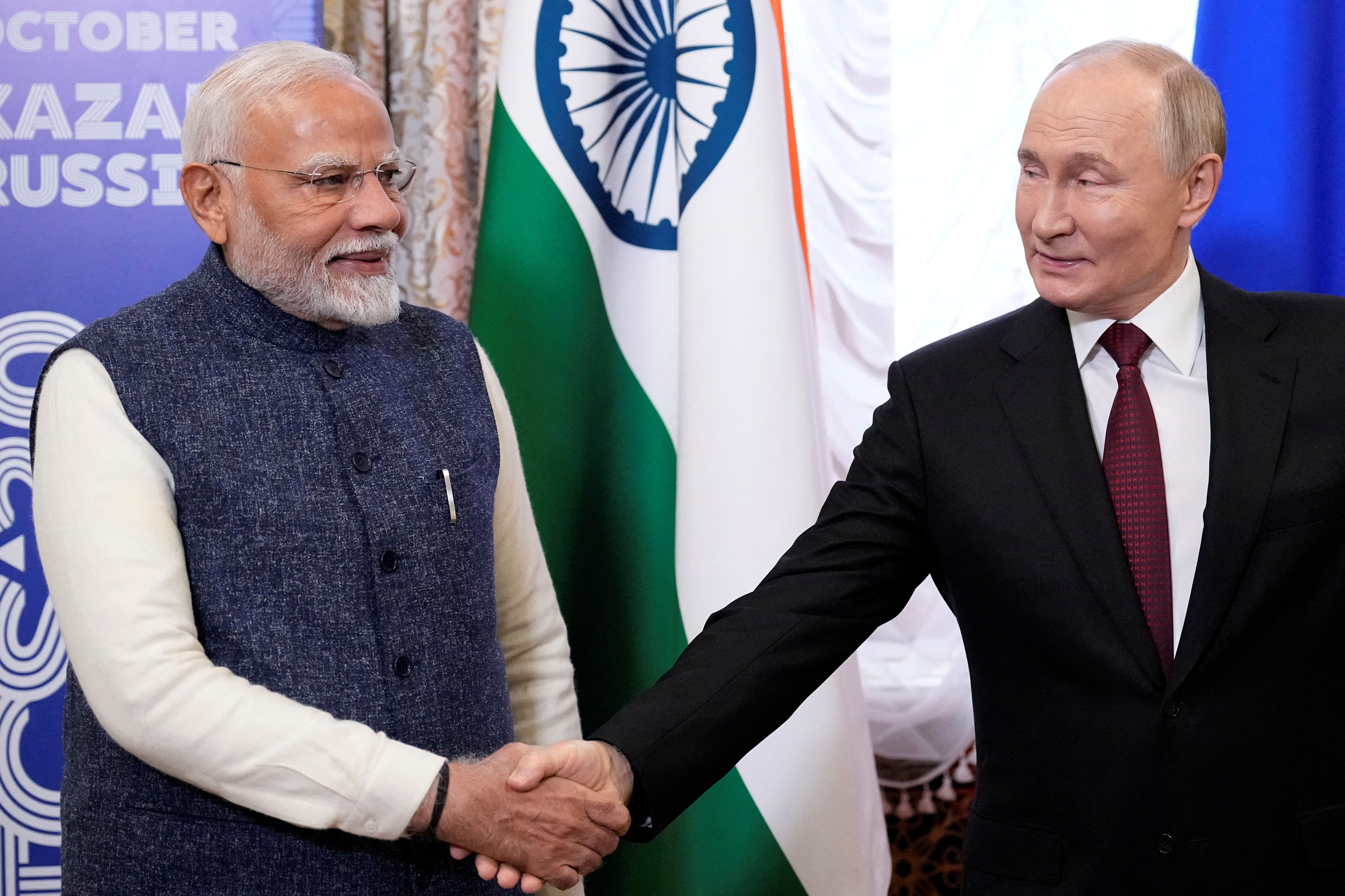 Russian President Vladimir Putin meets with Indian Prime Minister Narendra Modi in Kazan