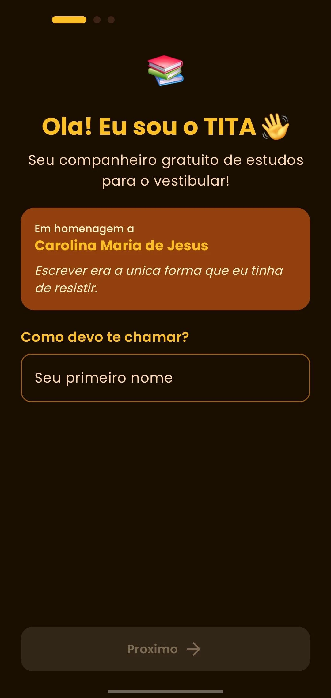 Interface de abertura do aplicativo: acesso é gratuito e offline