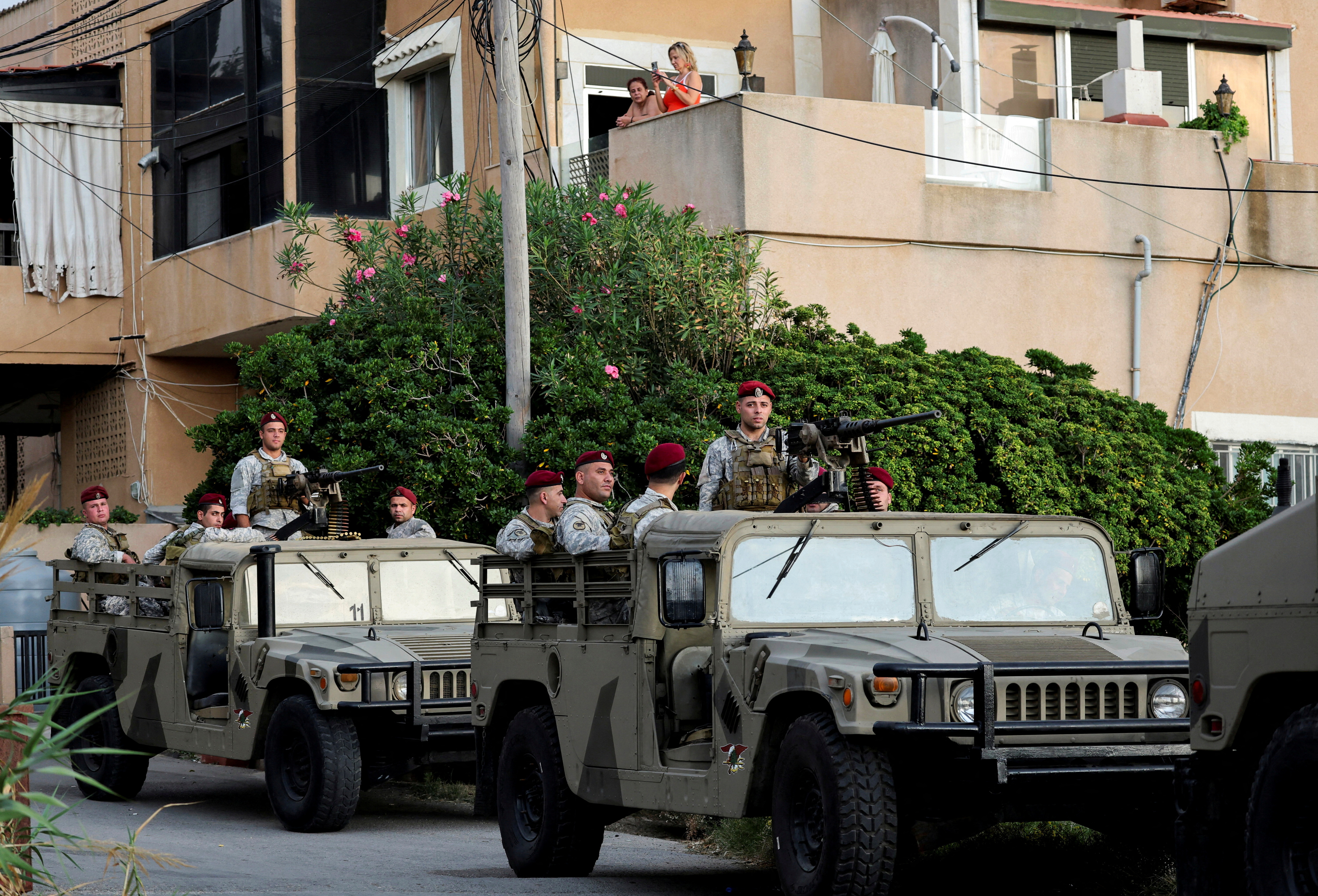 FILE PHOTO: Lebanese army soldiers patrol in Batroun