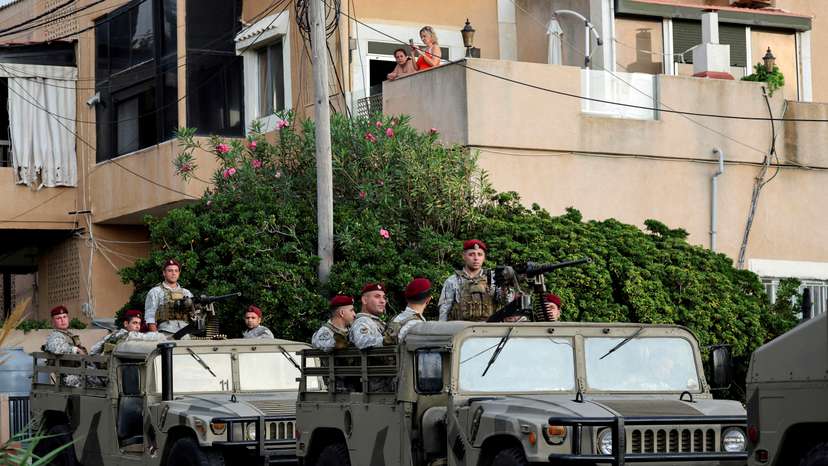 FILE PHOTO: Lebanese army soldiers patrol in Batroun