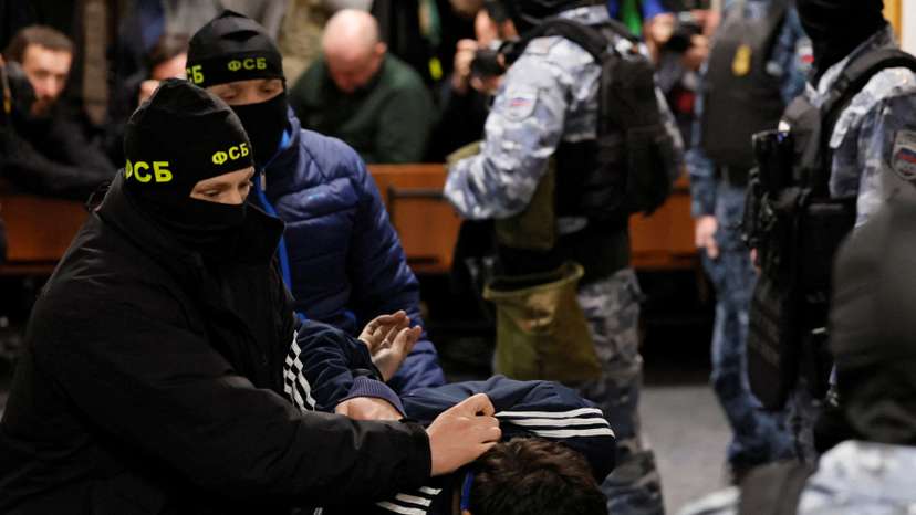 Suspects in the Crocus City Hall shooting are brought to Basmanny court in Moscow