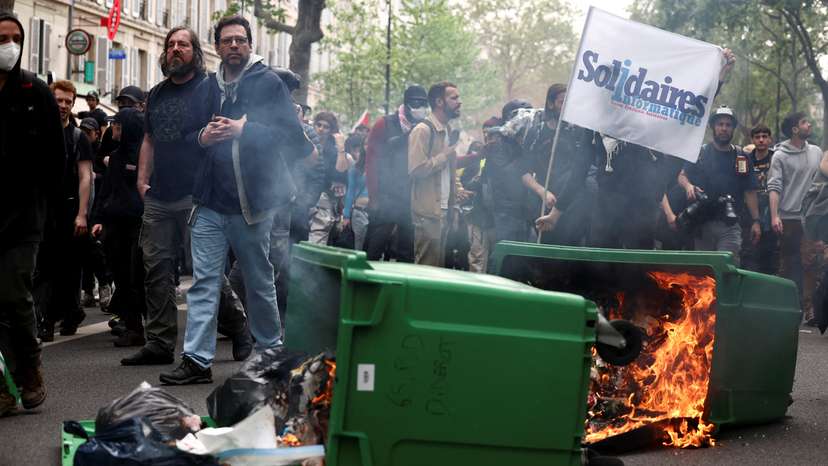 Traditional May Day labour union march in Paris