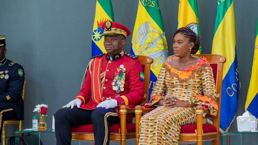 Military junta Gabon Oligui Nguema and wife
