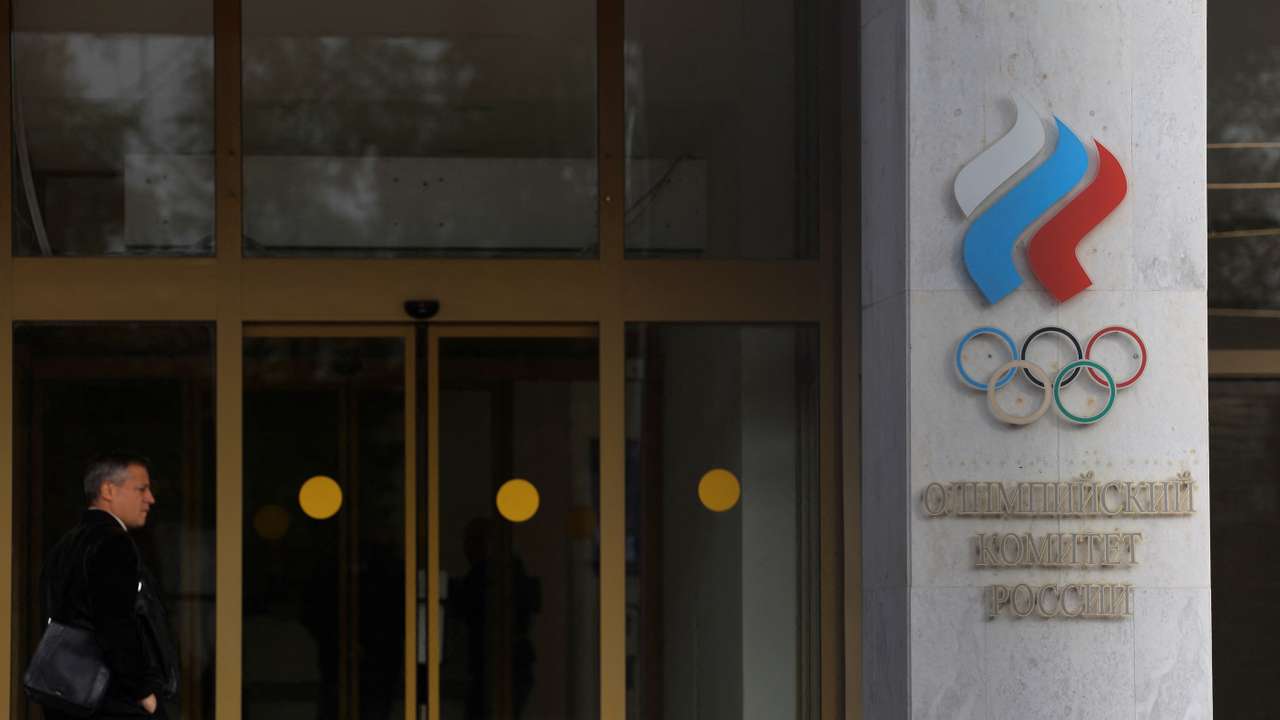 A view shows the Russian Olympic Committee headquarters in Moscow