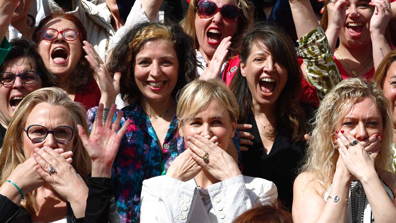 The 77th Cannes Film Festival - Group photo against violence towards women