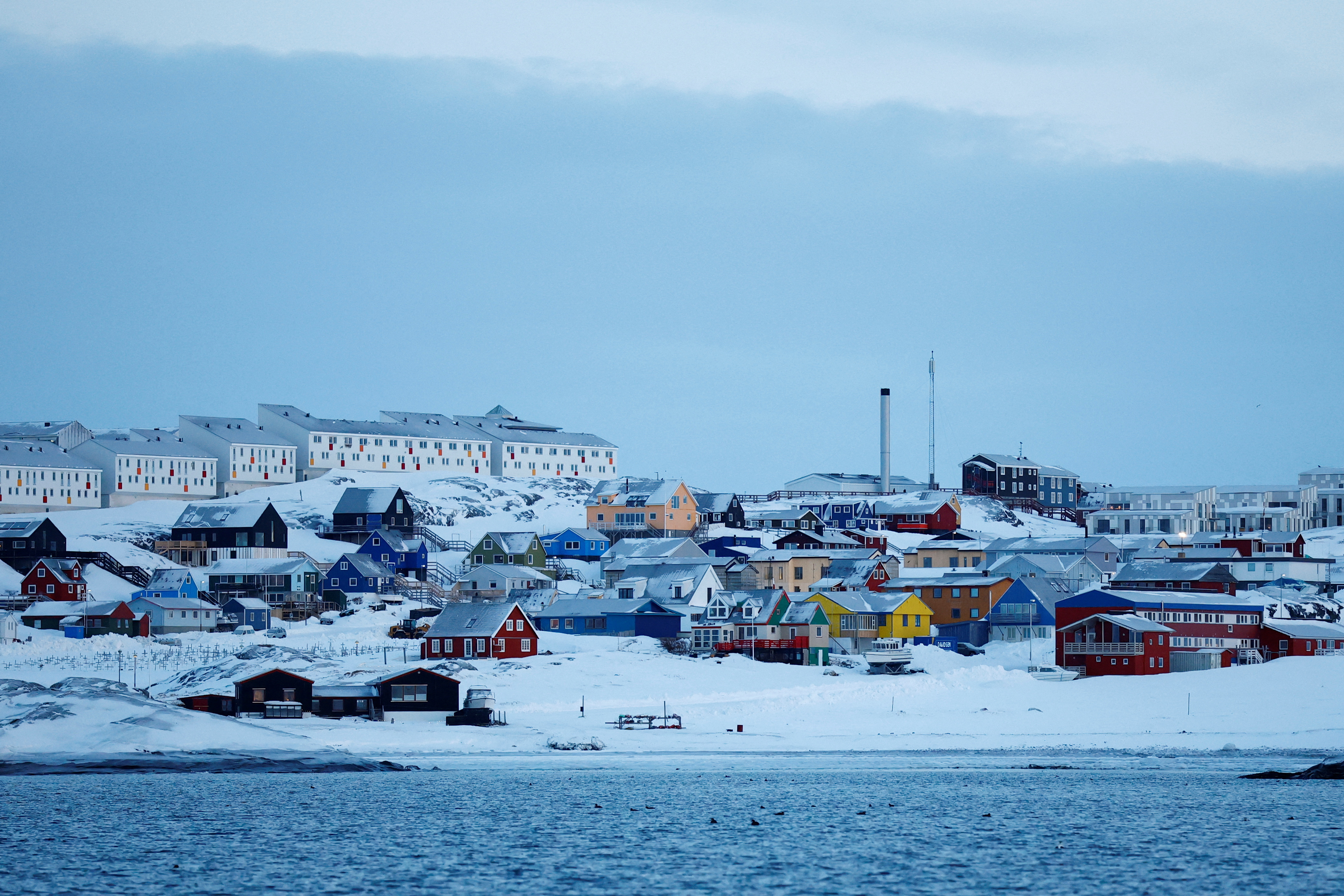 Icebergs float near Nuuk