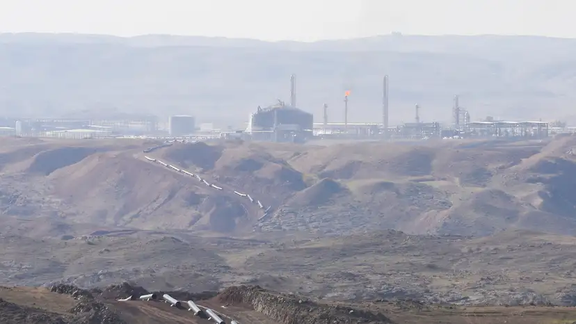 FILE PHOTO: The Khor Mor gas field after a rocket attack near Chamchamal, in Sulaymaniyah province, Iraq
