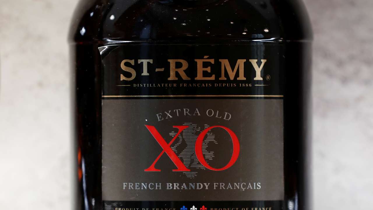 A bottle of St-Remy XO Brandy is displayed at the Remy Cointreau SA headquarters in Paris