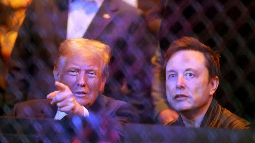 FILE PHOTO: Trump and Musk are seen at a Madison Square Garden event
