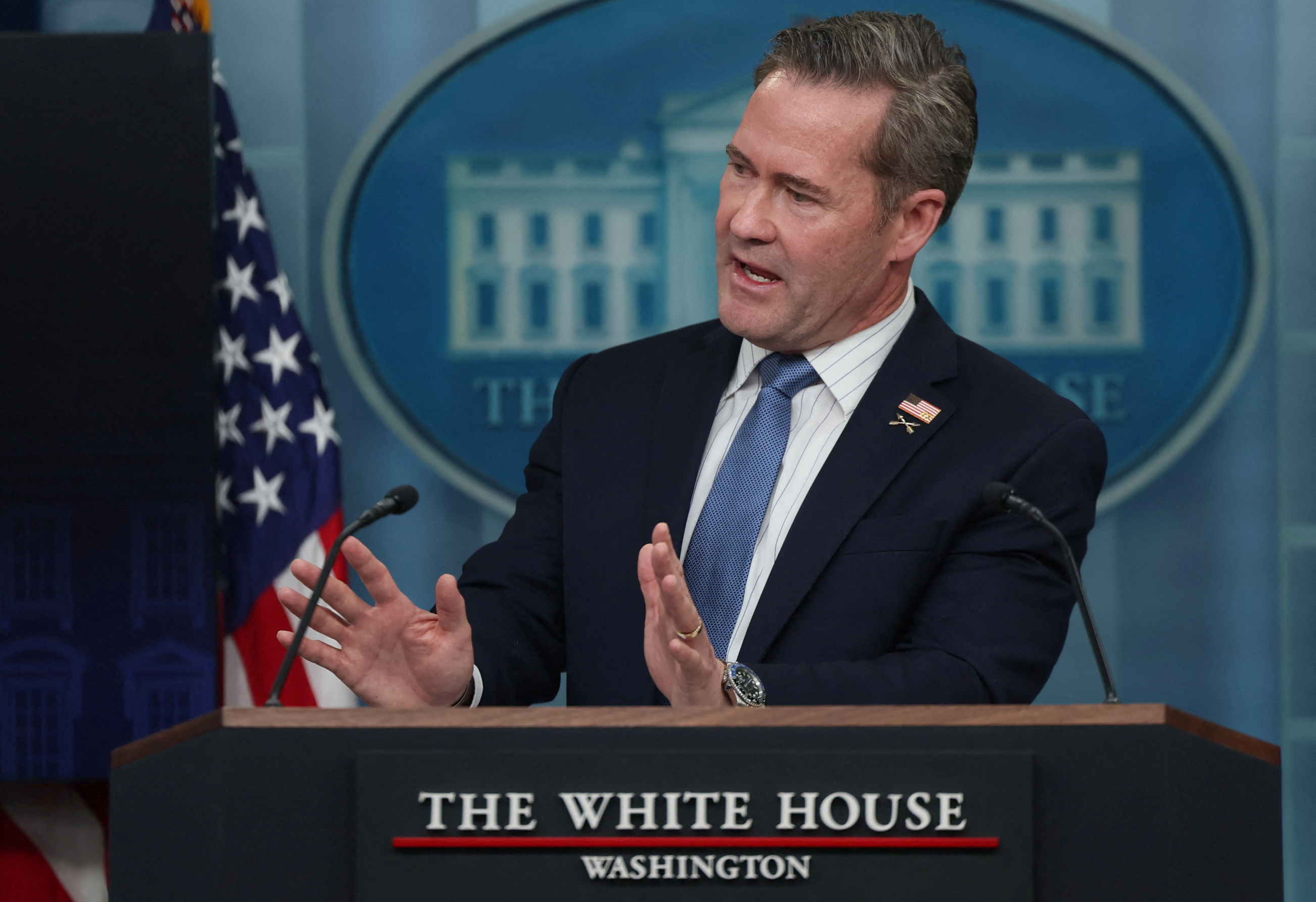 White House press secretary Leavitt holds a briefing at the White House in Washington