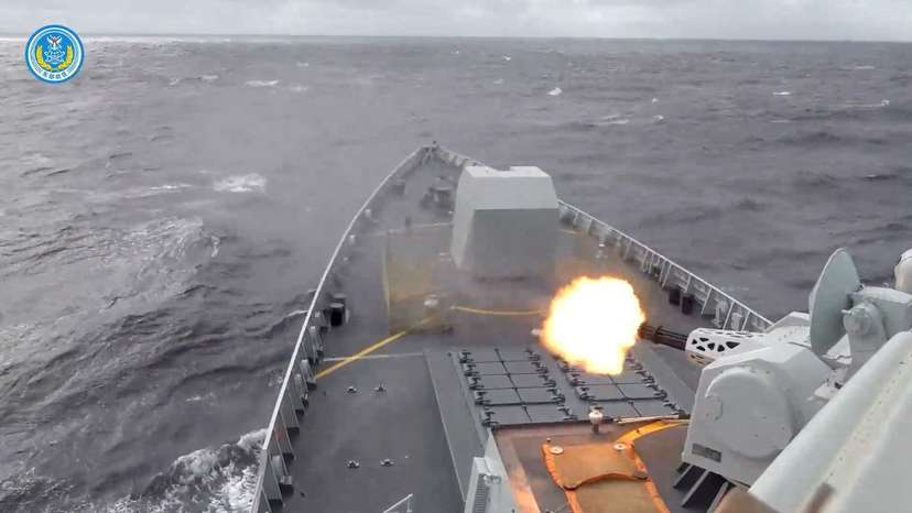 Screenshot from video released by Eastern Theatre Command of China's People's Liberation Army (PLA) on drills east of Taiwan