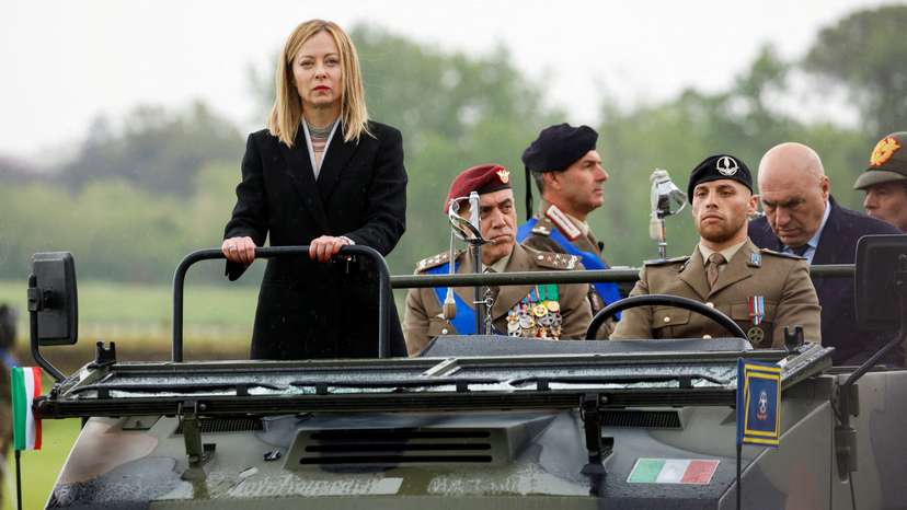 FILE PHOTO: Italy's PM Giorgia Meloni attends a ceremony to mark the 163rd anniversary of the Italian Army