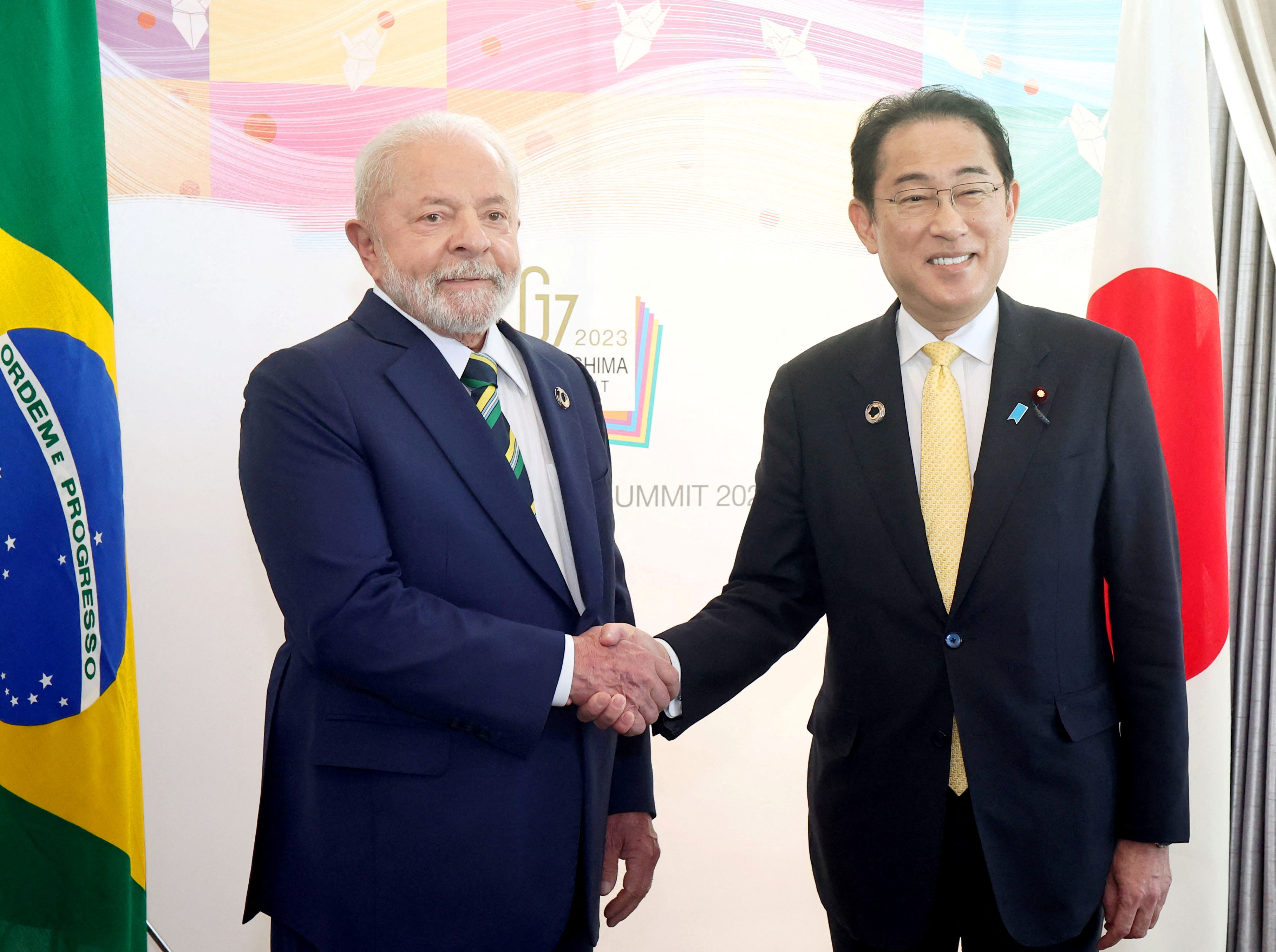 Brazil's President Luiz Inacio Lula da Silva holds a bilateral meeting with Japan's Prime Minister Fumio Kishida on the sideline of the G7 leaders' summit in Hiroshima