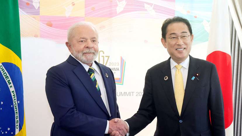 Brazil's President Luiz Inacio Lula da Silva holds a bilateral meeting with Japan's Prime Minister Fumio Kishida on the sideline of the G7 leaders' summit in Hiroshima